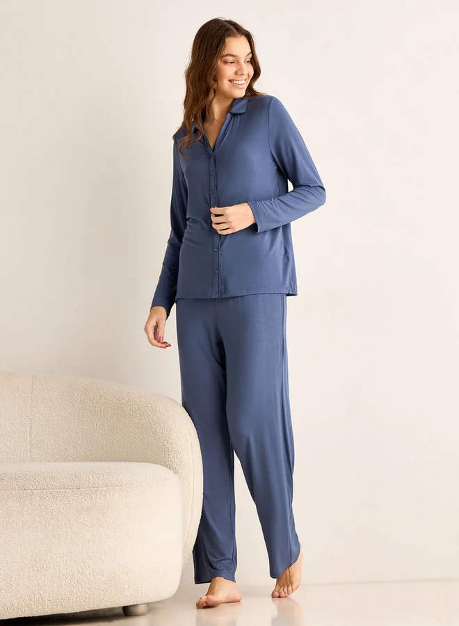 سبلاش فيڤ Pyjama Set Button-Down Shirt and Pants Modal